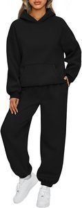 Femmes automne écologique polaire sport décontracté sweat pantalon ensemble motif solide col à capuche OEM grande taille mode - Product Image 5
