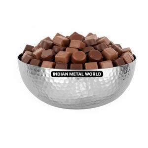 Bol en métal martelé de qualité supérieure avec finition argentée, bol à chocolat en acier inoxydable, bol décoratif pour chocolat et bonbons pour la décoration de la maison - Product Image 1