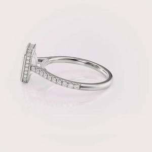 IGI Certified Emerald Cut Lab Grown Diamond Bezel Set Engagement & Wedding Ring with Pave Band in <b>Solid</b> 925 Sterling <b>Silver</b> - Product Image 3