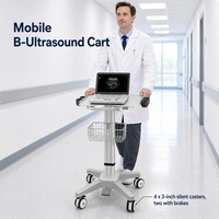 Chariot médical à ultrasons portable, support en alliage d'aluminium réglable en hauteur avec 4 roues silencieuses