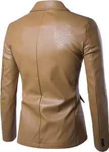 High Quality 100% Genuine Leather British Style Casual <b>Slim</b> <b>Fit</b> <b>Blazer</b> for <b>Men</b> Breathable Lining Pockets Winter Business Jacket - Product Image 6