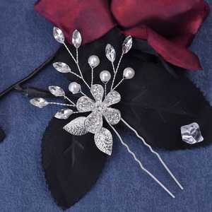 Bridella BHP504-S Silver Rhinestone & <b>Pearl</b> <b>Headband</b> with Elegant Floral Design Comfortable Fit for Weddings Proms Formal Events - Product Image 5