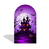Toile de fond d'arche de fête d'Halloween, motif dessin animé effrayant, pour événements et festivals