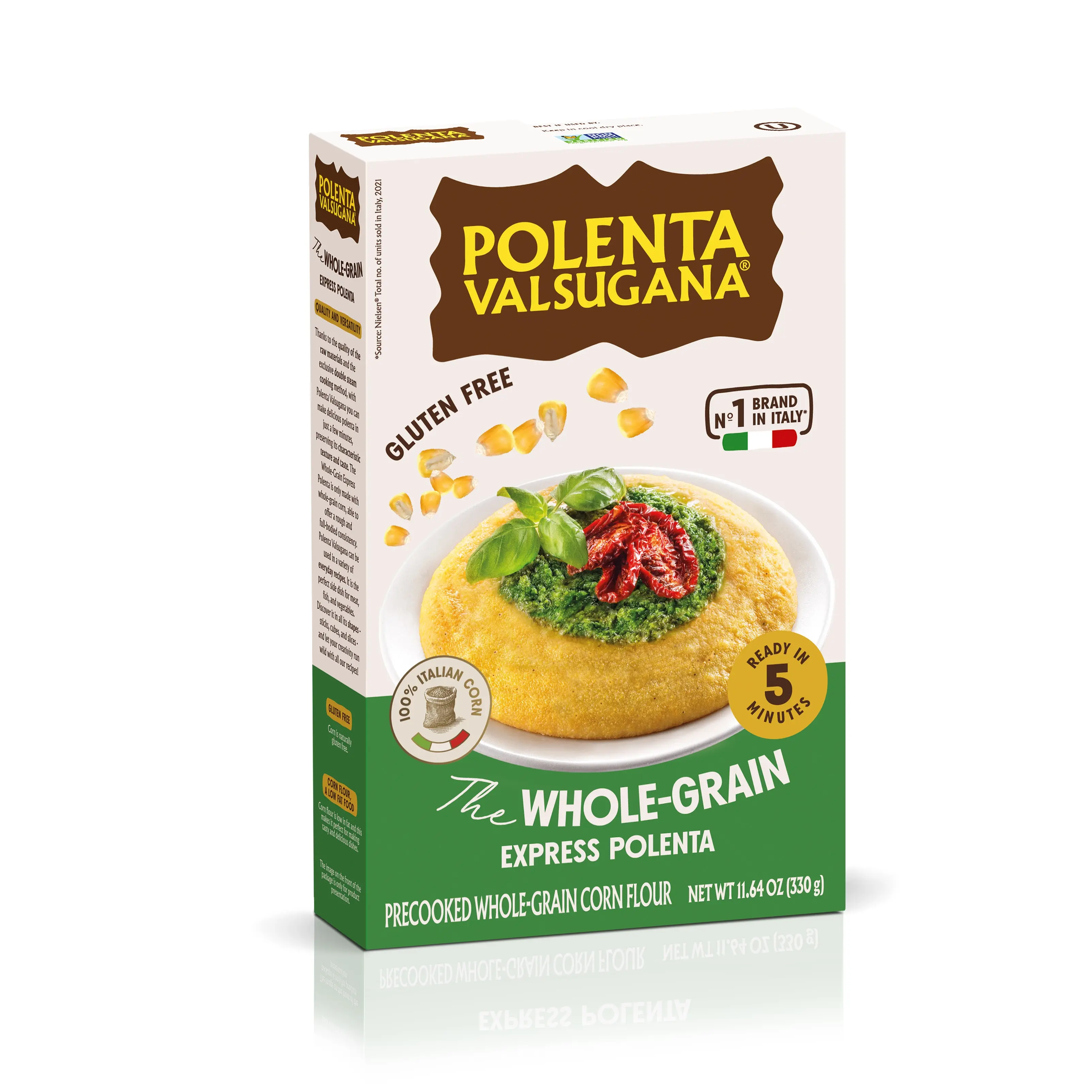 High Quality Italian Polenta Valsugana Express Whole Grain Corn Flour Gluten Free Yellow Corn Flour 1 box 330 g for cooking