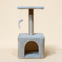 Tour de griffoir d'intérieur pour chat avec perchoir en peluche et jouet souris interactif, arbre d'activités stable et peu encombrant pour petits chats