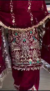 Nouveau Salwar Kameez Traditionnel de Créateur, Broderie Lourde et Sequins, Manches Longues, Séchage Rapide, pour Soirée, avec Dhoti, Couleur Naturelle - Product Image 2