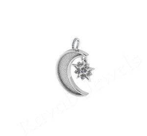 2025จี้ดวงจันทร์ดาวสีเงิน925ขนาด32X22มม. เครื่องประดับแบบกำหนดเองสำหรับเป็นของขวัญวันเกิดในอินเดีย - Product Image 6