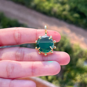 จี้พลอยควอตซ์ทรงกลมเจียระไนเหลี่ยมเพชรพลอยและจี้ประดับลูกปัดดีไซน์เนอร์ชุบทอง18K จี้ทำสร้อยคอ - Product Image 4