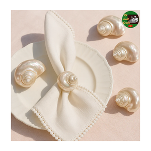 Anneaux de serviette en coquillage faits à la main, accessoires de table pour mariage, anneaux de serviette en coquillage turbo, charme côtier naturel pour la salle à manger d'hôtel - Product Image 4