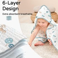 Super Soft Muslin Cotton Absorbent Home Use Child Toddler Baby Hooded Blanket Bathroom Towel