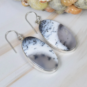 Vente en gros de boucles d'oreilles en argent sterling 925 opale dendrite faites à la main en argent fin boucles d'oreilles créoles fabricant prix d'usine - Product Image 2
