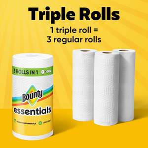 Bounty Essentials Select-A-Size <b>White</b> Paper <b>Towels</b> 2 Triple Rolls = 6 Regular Rolls 3 Ply Disposable Absorbent Washable Soft - Product Image 5