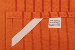 Toalla de cocina de salsa de algodón 100% de alta calidad naranja con patrón de dibujos animados estilo de lino desechable y comprimido - Product Image 2