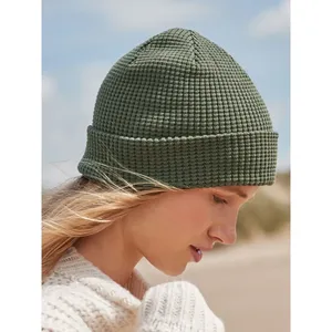 Organic Cotton Waffle <b>Beanie</b> Sustainable Winter Sports Accessories - Product Image 2