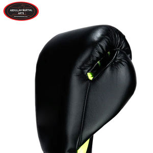 ถุงมือชกมวยหนังแท้คุณภาพสูงสุด สีดำ-เหลือง แบบปรับแต่งได้เต็มที่ พร้อมเชือกผูก จาก ABDULLAH MARTIAL ARTS - Product Image 4