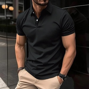 Polo pour homme Chemise à boutons de revers pour homme de couleur unie Chemise slim de sport de loisirs à manches courtes pour homme - Product Image 2