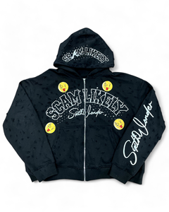 Custom Pullover Sun Faded Boxy Heavy Weight Cotton Cropped Embroidery Distressed Acid Wash <b>Zip</b> up <b>Hoodie</b> Manufacturers - Product Image 3