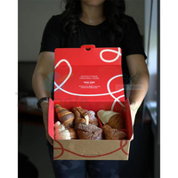 Boîte à hamburger rouge personnalisée écologique en gros, petite boîte à croissant, boîte à gâteau de boulangerie, boîte à brownie, emballage alimentaire en papier