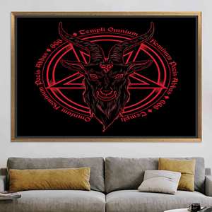 Elegant Japanese Pentagram <b>Canvas</b> Poster: Unique Bedroom Decor Print,GOLD <b>FRAMED</b> <b>CANVAS</b> - Product Image 1