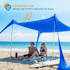 Auvent de camping portable, auvent de plage, auvent pare-soleil, tente de plage avec sac de sable, tissu en nylon lycra, poteaux en aluminium, abri solaire - Product Image 3