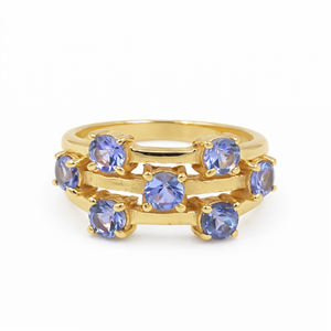 Anillo de Plata de Ley 925 con Tanzanita, Diseño de Universo de Estrella Azul de 7 Piedras, Anillo Moderno de Lujo de 3 Capas para Mujer - Product Image 2