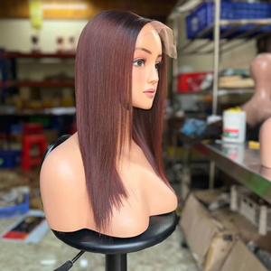 Peluca marrón café recta de hueso suave y sedoso hecha de cabello humano súper doble dibujado vietnamita de alta calidad 100% disponible - Product Image 1