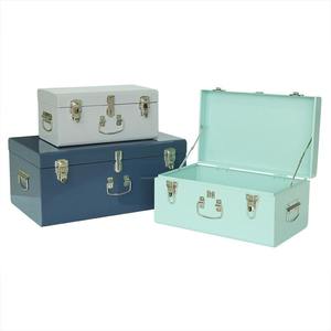Set of 3 <b>Grey</b> Mint Blue Metal <b>Storage</b> Trunk for Home Hotel Sports Decoration and Clothes <b>Toys</b> Sundries <b>Storage</b> - Product Image 6