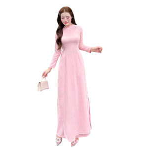 Ao Dai Vietnam, robe asymétrique vintage en modal à imprimé léopard pour femmes, taille plus, service personnalisable - Product Image 2