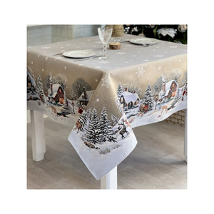 White Silky <b>Round</b> Printed Tablecloth With Birds And Plants Pattern Classic Style Washable Home Use Cotton Polyester Linen - Product Image 2