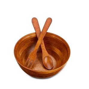 Bol à salade en bois fait à la main écologique bol de vaisselle ad ustensiles de cuisine bol de service de mariage de couleur bois naturel - Product Image 6