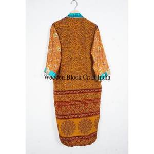 Kimono de Seda Pura de Diseñador, Estampado Sólido, Largo hasta la Rodilla, para Fiestas, Cintura Natural, Ecológico, Lavable, de Alta Calidad, para Exportación - Product Image 5