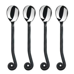 Swirl Design Only Spoon Set de 4 ensembles de couverts forgés à la main en noir et argent Acheter en gros des couverts Restaurant Hotelware Mariage - Product Image 3