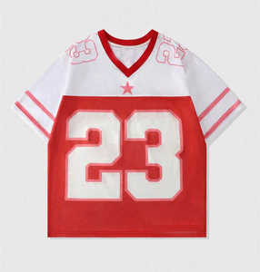 Camisetas de fútbol americano con logotipo bordado sublimado, camisetas de fútbol de malla cuadrada de poliéster personalizadas - Product Image 1