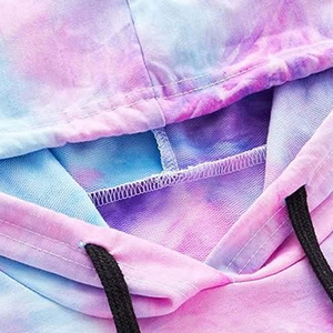 Nuevo estilo de alta calidad para mujer Crop Top Tie Dye Hoodie Personalizable Color y Logo Diseño de algodón transpirable para el invierno - Product Image 3