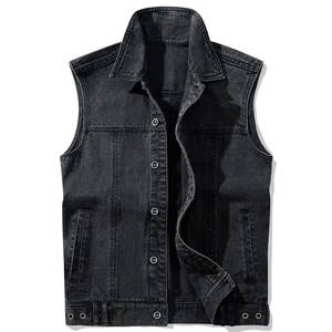 Gilet pour hommes Fourniture directe d'usine de votre propre logo pour hommes Gilet en jean respirant grande taille couleur unie prix raisonnable gilet en jean pour hommes - Product Image 1