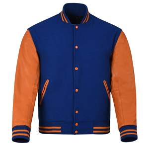 Veste universitaire de baseball avec broderie en chenille de laine et logo personnalisé pour hommes veste de baseball universitaire en cuir orange vierge vintage pour hommes - Product Image 4