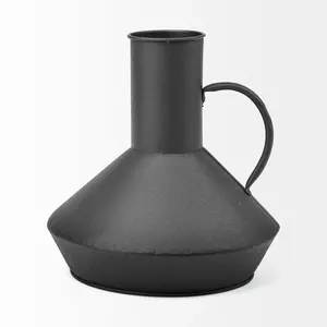 แจกันดอกไม้เหล็กสีดำสไตล์ชายฝั่งสำหรับตกแต่งสำนักงานและบ้าน ของตกแต่งโลหะทันสมัยสำหรับวางบนโต๊ะในห้องนั่งเล่นและห้องนอน - Product Image 3