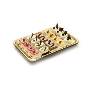 Kadò Alcas 270x190H21mm No. 3 Plateau de service à pâtisserie 100 pièces en plastique doré de qualité supérieure - Product Image 1