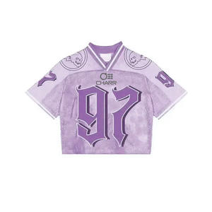 Camiseta de fútbol con bandera de malla sublimada personalizada, camiseta Boxy Fit de fútbol americano, ropa de calle de estilo Retro - Product Image 3