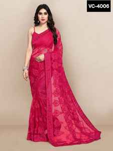 À la mode ethnique à la mode vêtements ethniques doux Net Saree pour fête porter Occasion spéciale porter Saree Banglory soie Blouse pièces femmes - Product Image 5