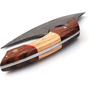 Couteau de chef Ulu traditionnel fait à la main du Pakistan, lame en acier Damas, écologique et durable, pour droitiers - Product Image 3