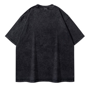 เสื้อยืดแขนสั้นสำหรับผู้ชายและผู้หญิงทรงหลวมซักแบบสั่งทำลายดอกไม้ทอด260กรัม - Product Image 2