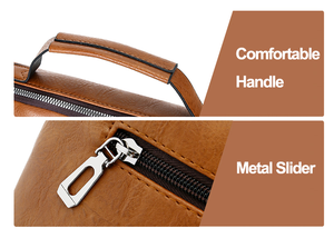 Sac messager pour ordinateur portable en cuir PU véritable avec logo personnalisé pour hommes, sac à bandoulière pour ordinateur portable d'affaires, grande capacité, imperméable - Product Image 2