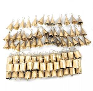 Juego de 2 campanas de vaca doradas antiguas creativas simples, cuerda de yute de Metal Vintage colgante hecha a mano, campanas de vaca de la suerte - Product Image 6