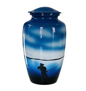 โกศที่ระลึกสำหรับผู้ใหญ่สีฟ้าคลาสสิกอลูมิเนียมคุณภาพสูงสำหรับเผาศพใช้ในงานศพ - Product Image 1