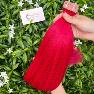 Extensiones de cabello humano 100% alineadas con cutícula cruda sin procesar, cinta recta de color rojo de tendencia en oferta al por mayor