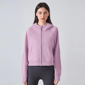 Otoño Invierno Casual sudadera suelta Zip-Up mujer Sudadera con capucha forro polar de punto bordado logotipo personalizado 320gsm secado rápido Unisex - Product Image 4