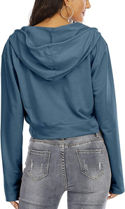 <b>Womens</b> Cropped Hoodies Long Sleeve Crop <b>Top</b> Deep V Neck Sweatshirt Pullover Vneck Crop Hoodie 2026 - Product Image 2