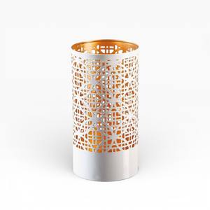 Porte-bougie votif élégant en métal blanc de style lanterne avec poignée et design minimaliste - Product Image 2