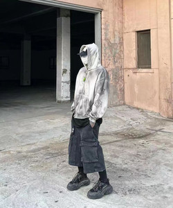 Heavyweight Streetwear Distressed Mud Washed Zip Up Terry Sun sudaderas con capucha desteñidas para hombres - Product Image 6